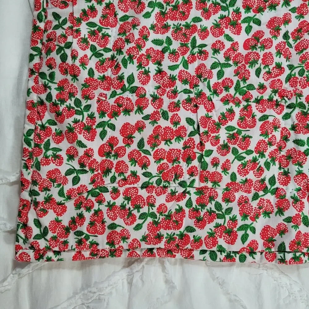 Patchwork Crib Quilt Baby Blanket Floor Play Tummy Time Strawberry Print Back
